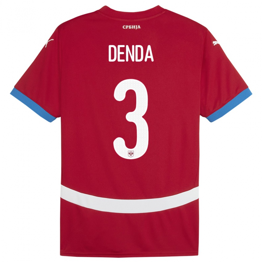 Męski Serbia Milica Denda #3 Czerwony Domowa Koszulka 24-26 Koszulki Klubowe