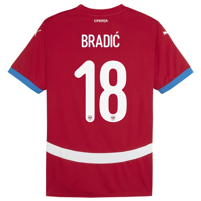 Męski Serbia Biljana Bradic #18 Czerwony Domowa Koszulka 24-26 Koszulki Klubowe