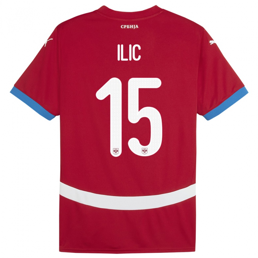 Męski Serbia Mihajlo Ilic #15 Czerwony Domowa Koszulka 24-26 Koszulki Klubowe