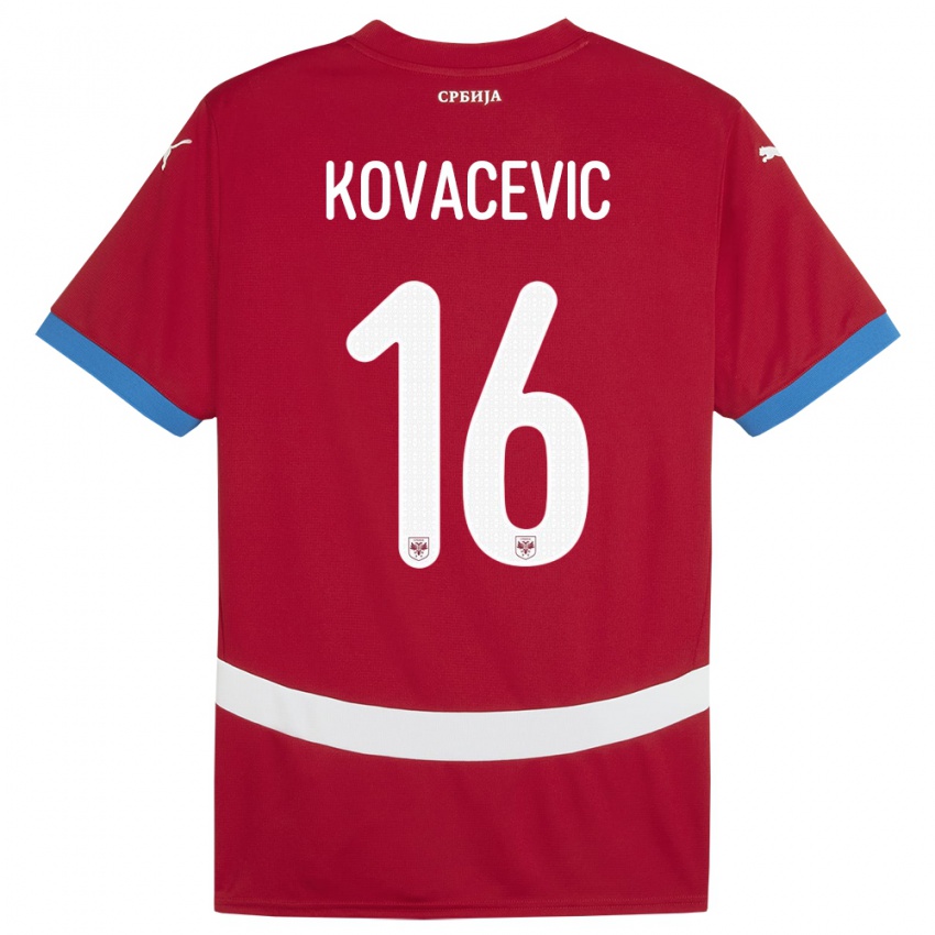 Męski Serbia Bojan Kovacevic #16 Czerwony Domowa Koszulka 24-26 Koszulki Klubowe