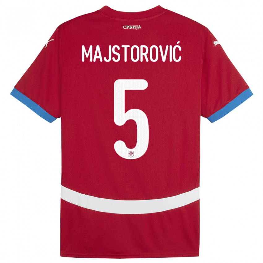 Męski Serbia Milan Majstorovic #5 Czerwony Domowa Koszulka 24-26 Koszulki Klubowe