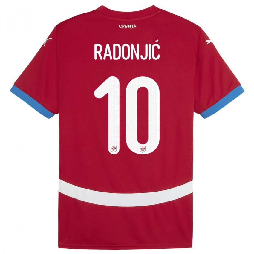 Męski Serbia Mateja Radonjic #10 Czerwony Domowa Koszulka 24-26 Koszulki Klubowe