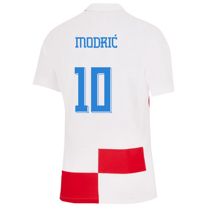 Męski Chorwacja Luka Modric #10 Biało - Czerwony Domowa Koszulka 24-26 Koszulki Klubowe