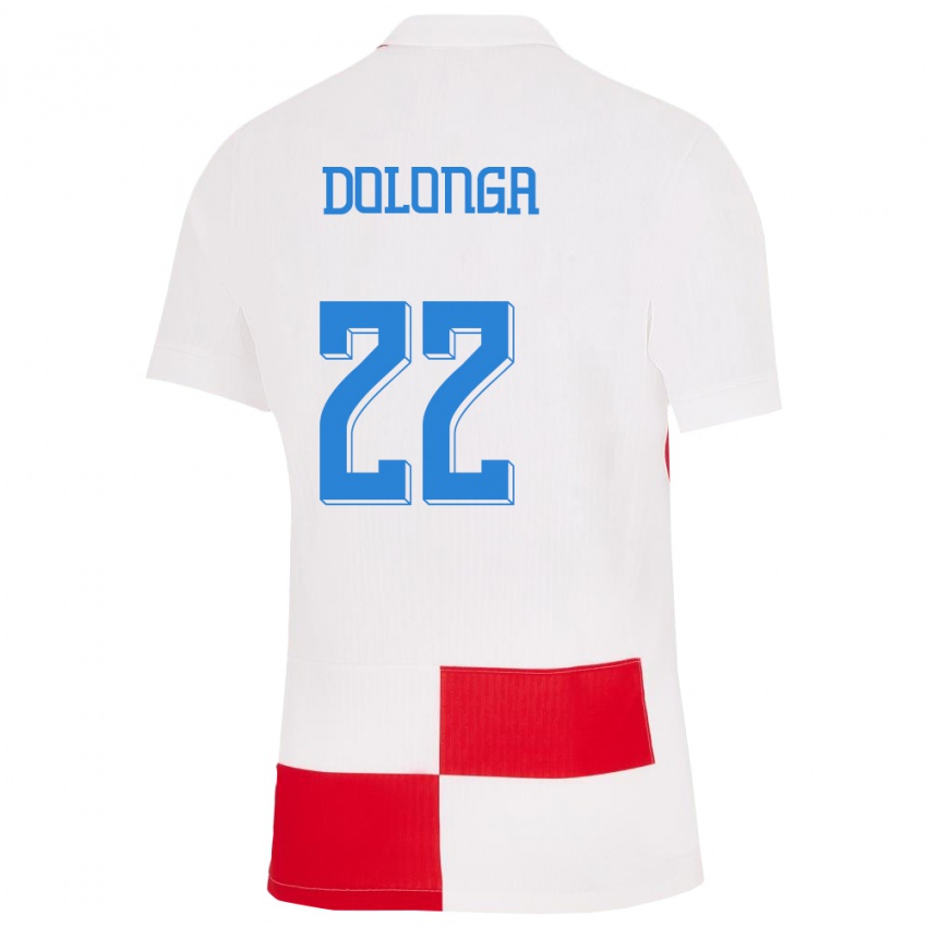 Męski Chorwacja Niko Dolonga #22 Biało - Czerwony Domowa Koszulka 24-26 Koszulki Klubowe