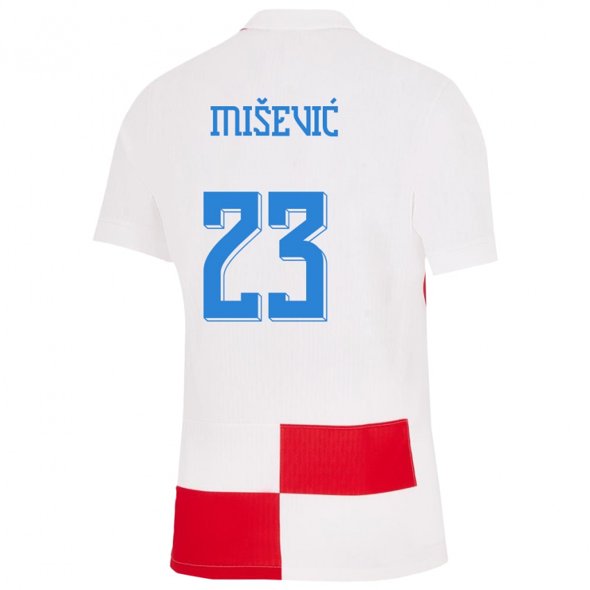 Męski Chorwacja Luigi Misevic #23 Biało - Czerwony Domowa Koszulka 24-26 Koszulki Klubowe