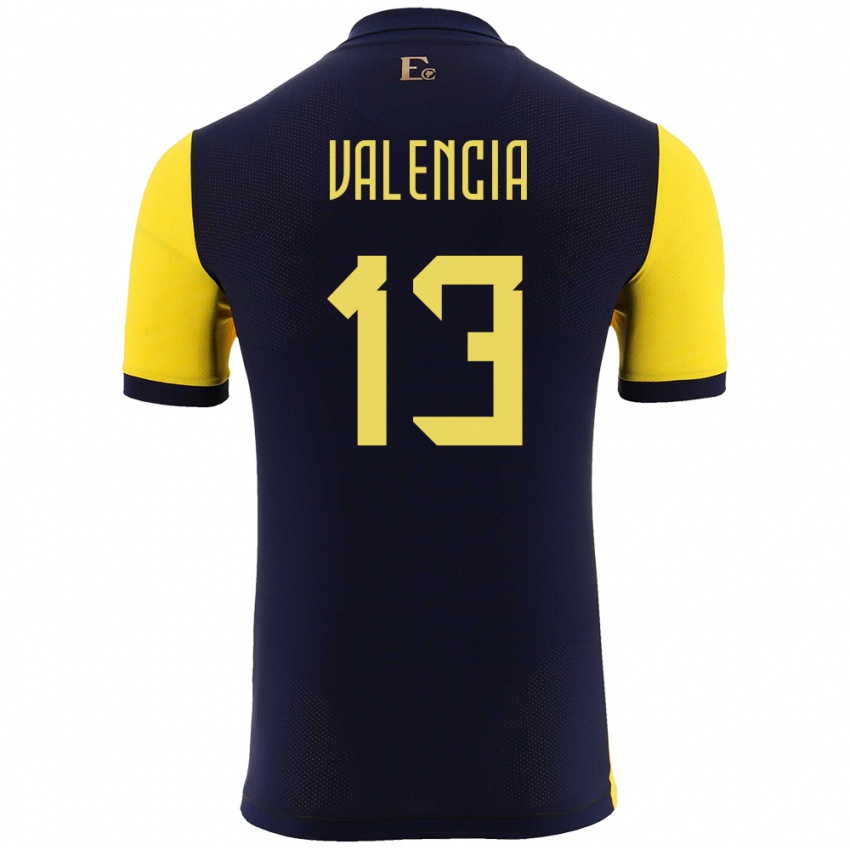 Męski Ecuador Enner Valencia #13 Żółty Domowa Koszulka 24-26 Koszulki Klubowe