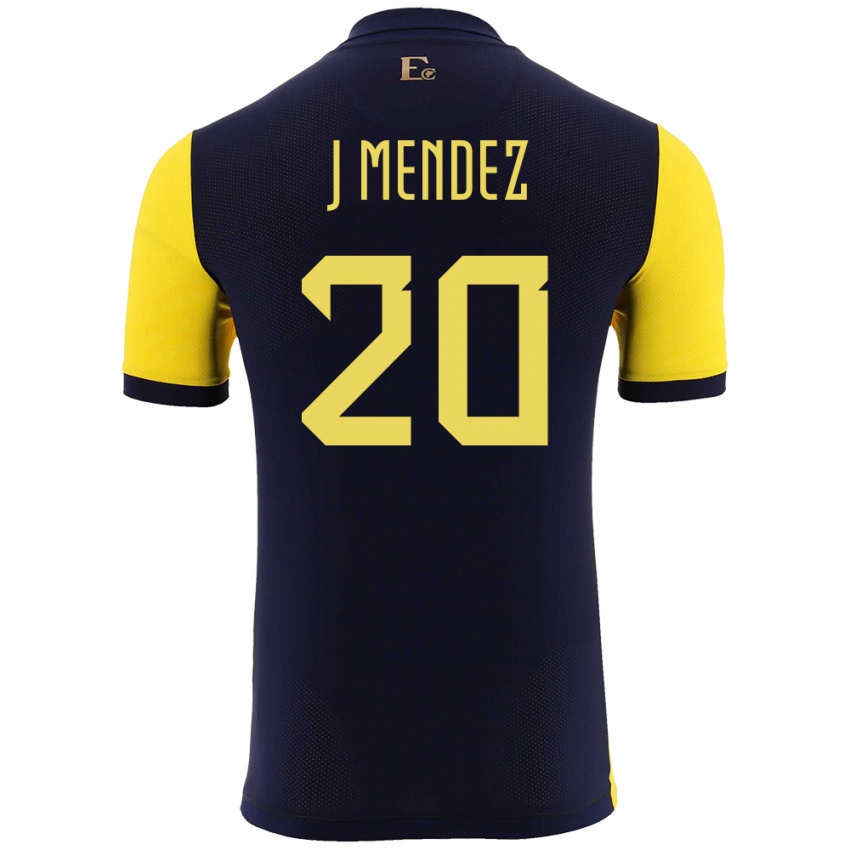 Męski Ecuador Jhegson Mendez #20 Żółty Domowa Koszulka 24-26 Koszulki Klubowe