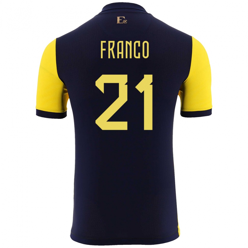 Męski Ecuador Alan Franco #21 Żółty Domowa Koszulka 24-26 Koszulki Klubowe