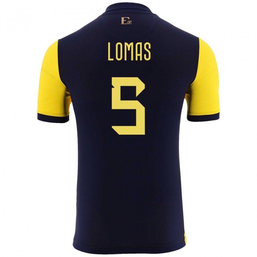 Męski Ecuador Ariana Lomas #5 Żółty Domowa Koszulka 24-26 Koszulki Klubowe