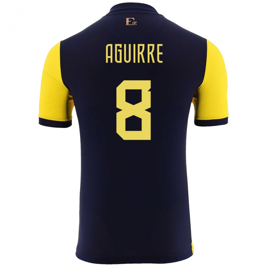 Męski Ecuador Marthina Aguirre #8 Żółty Domowa Koszulka 24-26 Koszulki Klubowe