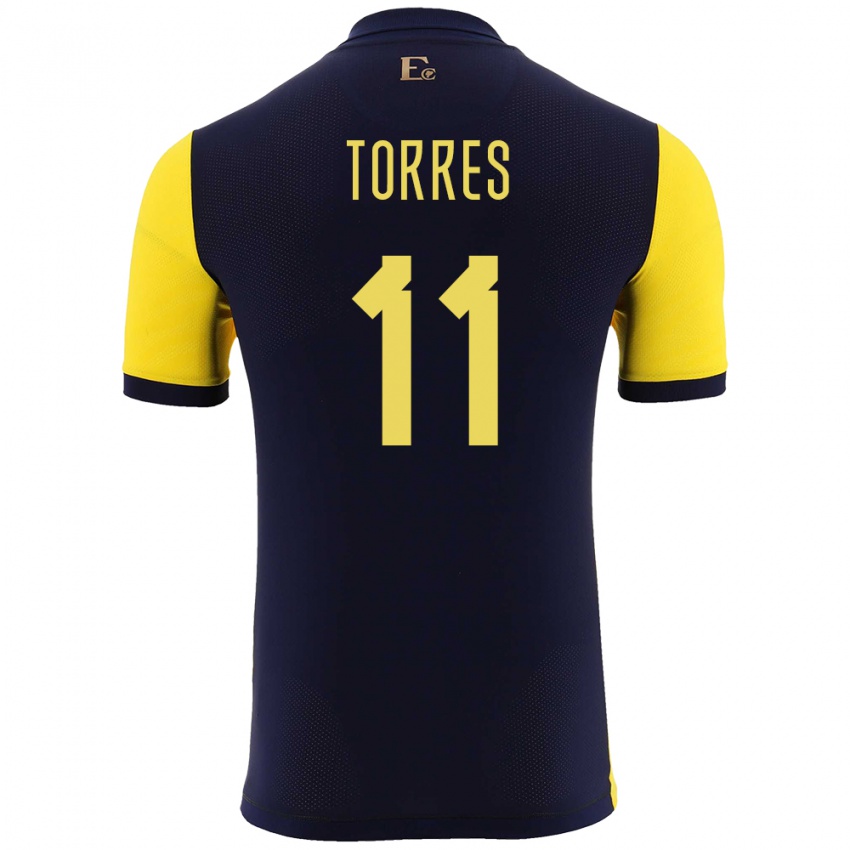Męski Ecuador Ambar Torres #11 Żółty Domowa Koszulka 24-26 Koszulki Klubowe