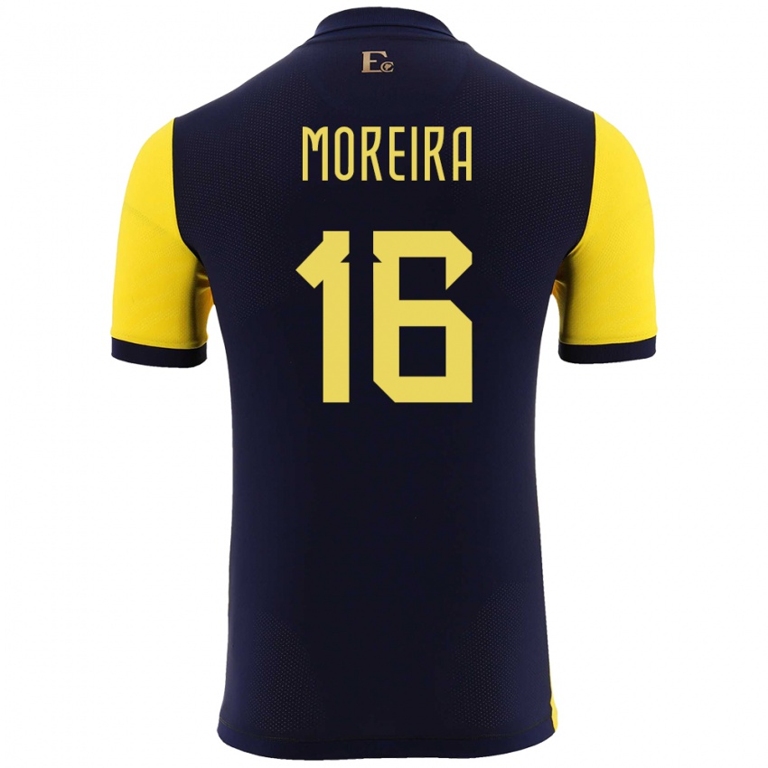 Męski Ecuador Ligia Moreira #16 Żółty Domowa Koszulka 24-26 Koszulki Klubowe