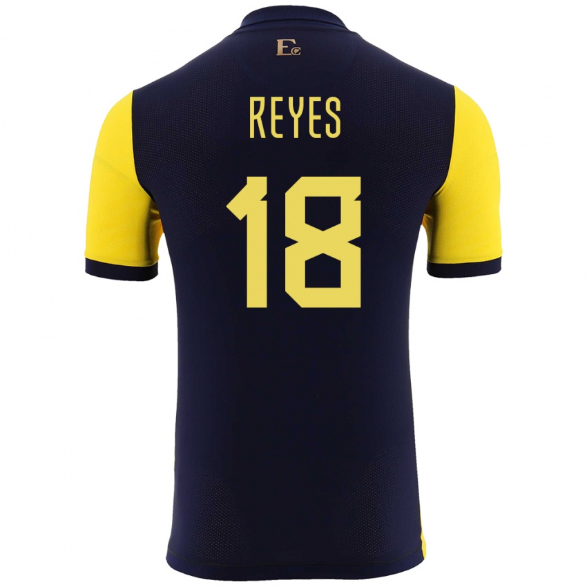 Męski Ecuador Ashley Reyes #18 Żółty Domowa Koszulka 24-26 Koszulki Klubowe