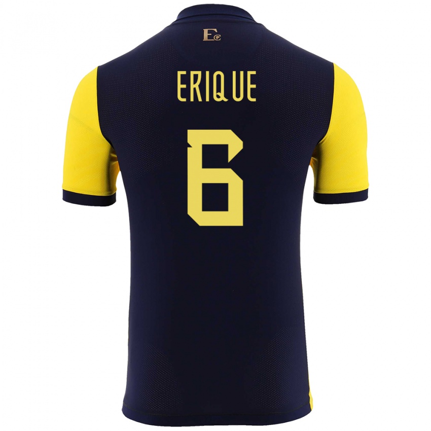 Męski Ecuador Yeltzin Erique #6 Żółty Domowa Koszulka 24-26 Koszulki Klubowe