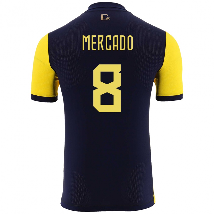 Męski Ecuador Patrik Mercado #8 Żółty Domowa Koszulka 24-26 Koszulki Klubowe