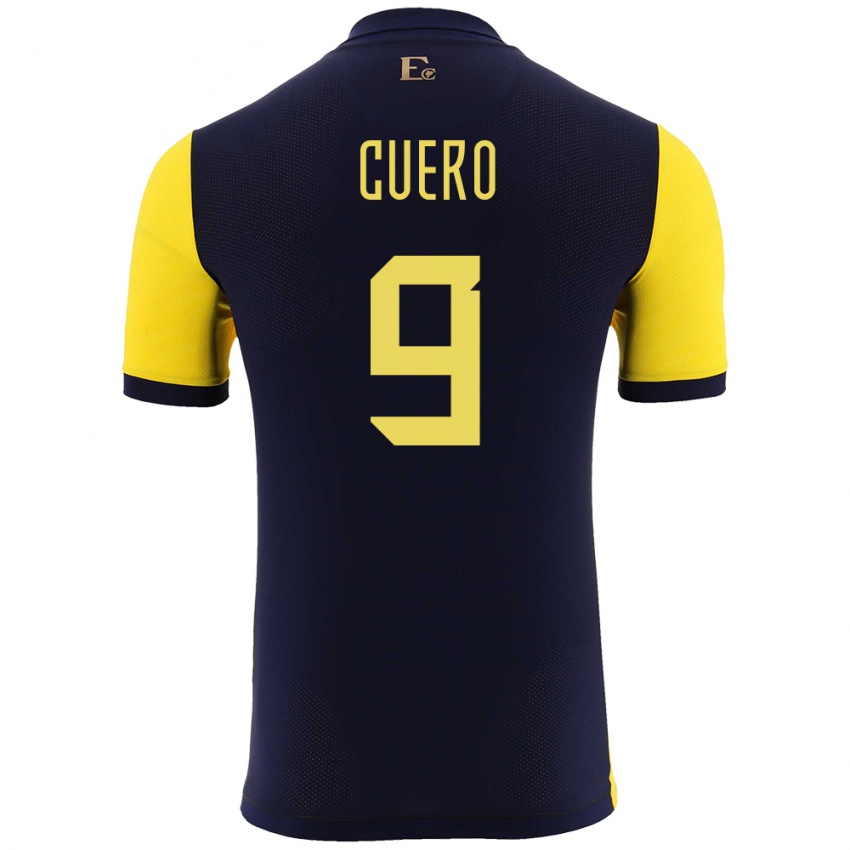 Męski Ecuador Justin Cuero #9 Żółty Domowa Koszulka 24-26 Koszulki Klubowe