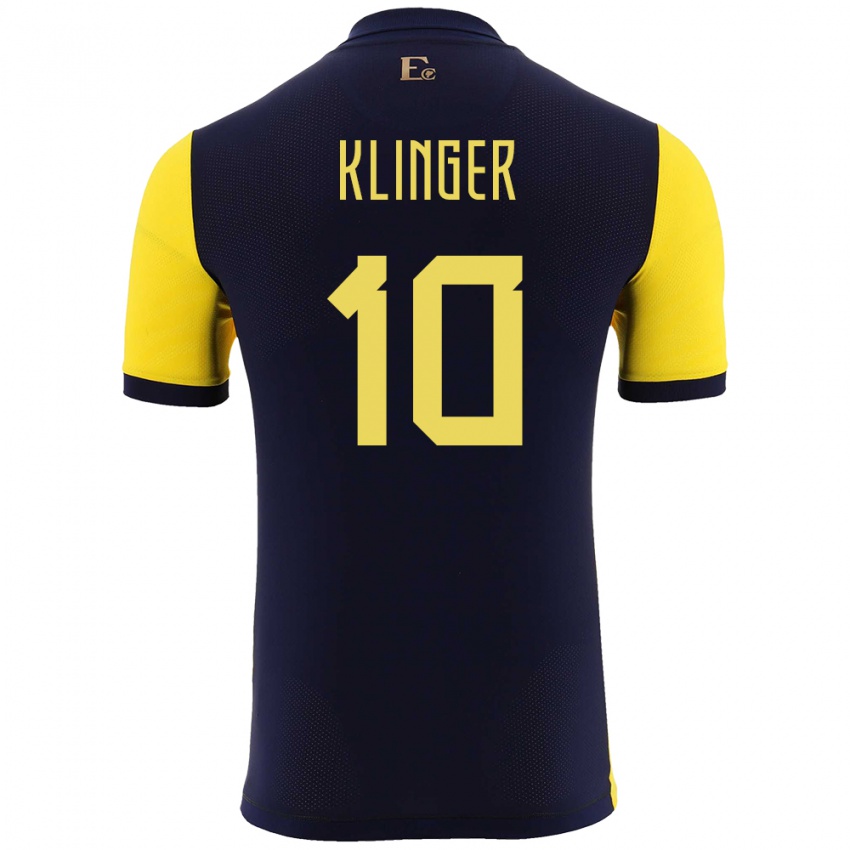 Męski Ecuador Jose Klinger #10 Żółty Domowa Koszulka 24-26 Koszulki Klubowe