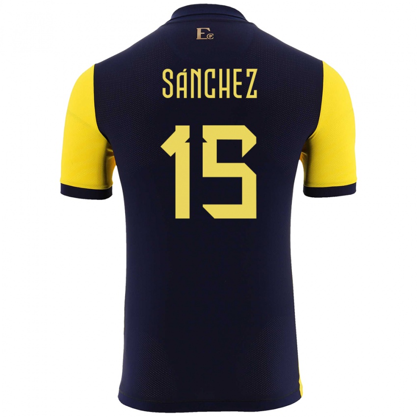 Męski Ecuador Juan Sanchez #15 Żółty Domowa Koszulka 24-26 Koszulki Klubowe