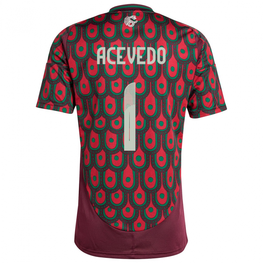 Męski Meksyk Carlos Acevedo #1 Kasztanowaty Domowa Koszulka 24-26 Koszulki Klubowe