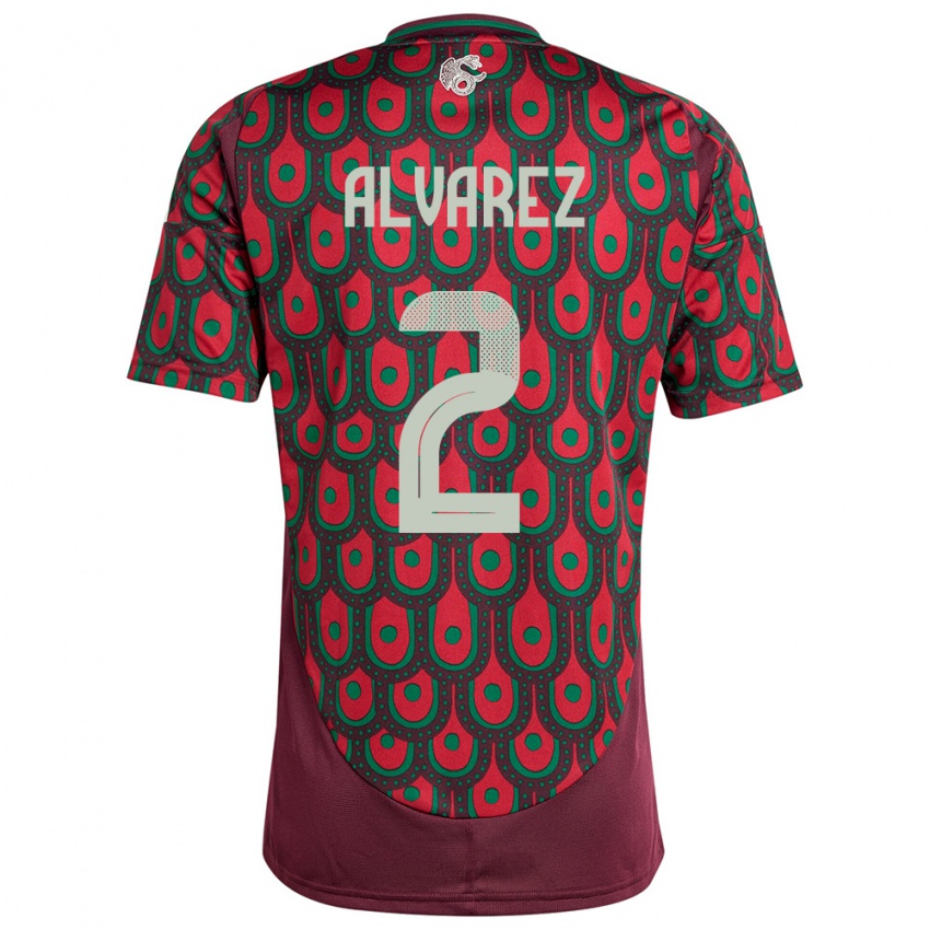 Męski Meksyk Kevin Alvarez #2 Kasztanowaty Domowa Koszulka 24-26 Koszulki Klubowe