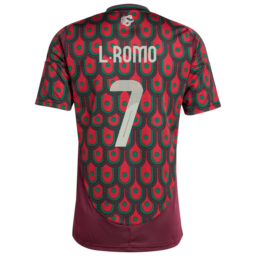 Męski Meksyk Luis Romo #7 Kasztanowaty Domowa Koszulka 24-26 Koszulki Klubowe