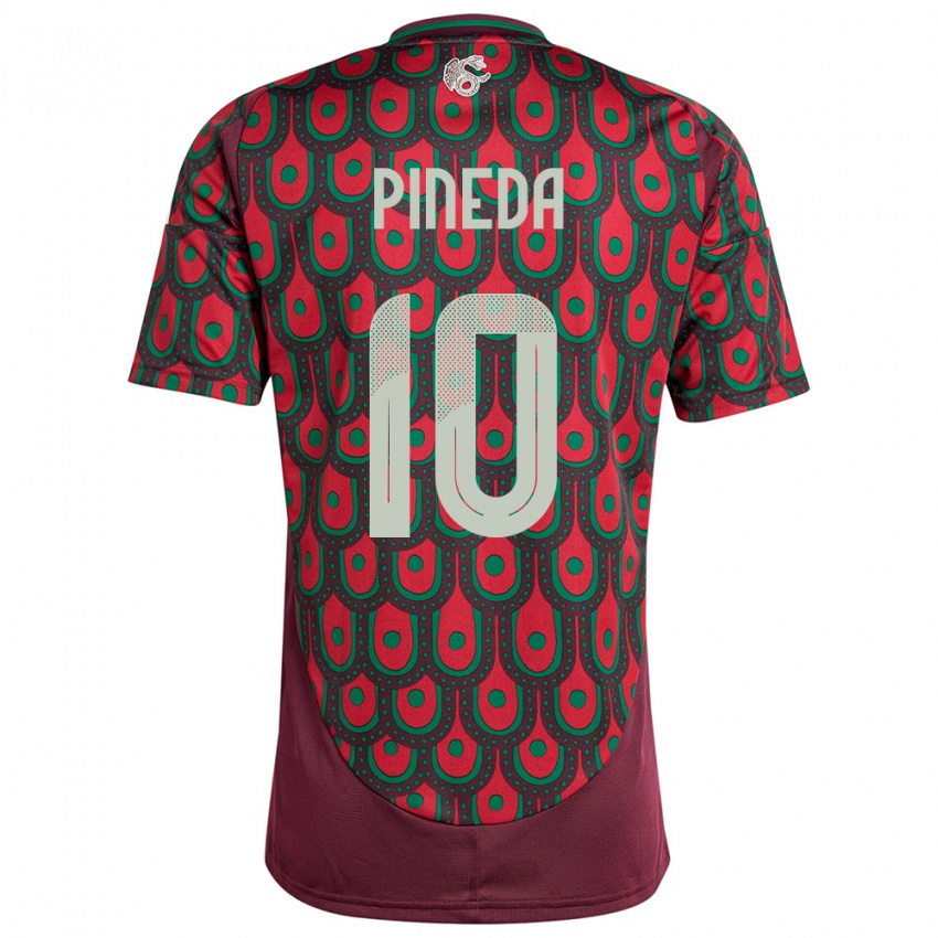 Męski Meksyk Orbelin Pineda #10 Kasztanowaty Domowa Koszulka 24-26 Koszulki Klubowe