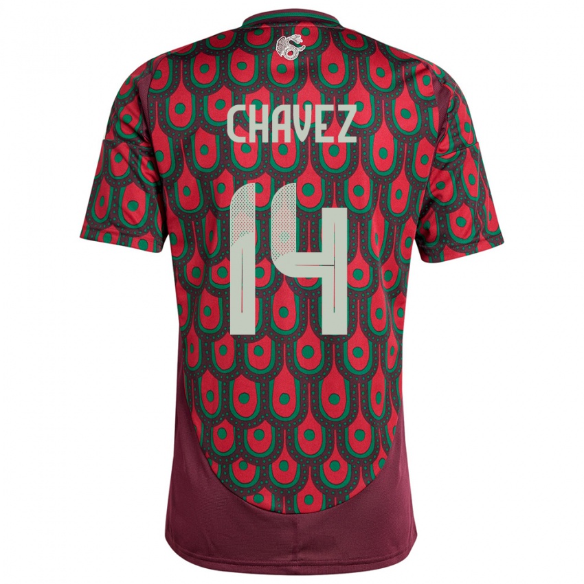 Męski Meksyk Luis Chavez #14 Kasztanowaty Domowa Koszulka 24-26 Koszulki Klubowe