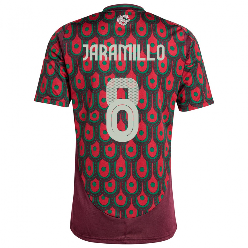 Męski Meksyk Carolina Jaramillo #8 Kasztanowaty Domowa Koszulka 24-26 Koszulki Klubowe