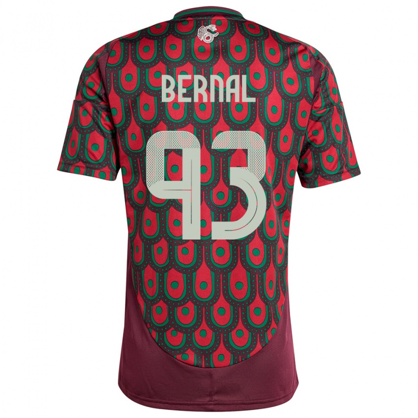 Męski Meksyk Rebeca Bernal #93 Kasztanowaty Domowa Koszulka 24-26 Koszulki Klubowe