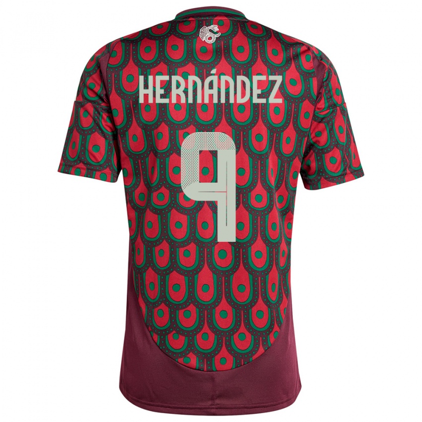 Męski Meksyk Jesus Hernandez #9 Kasztanowaty Domowa Koszulka 24-26 Koszulki Klubowe