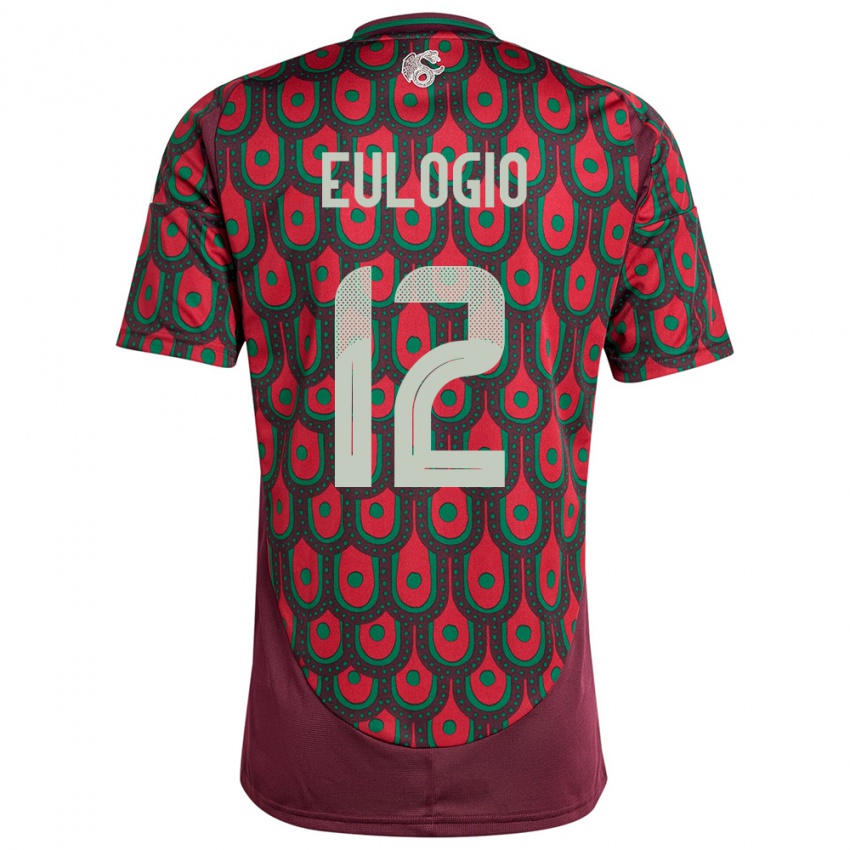 Męski Meksyk Jose Eulogio #12 Kasztanowaty Domowa Koszulka 24-26 Koszulki Klubowe