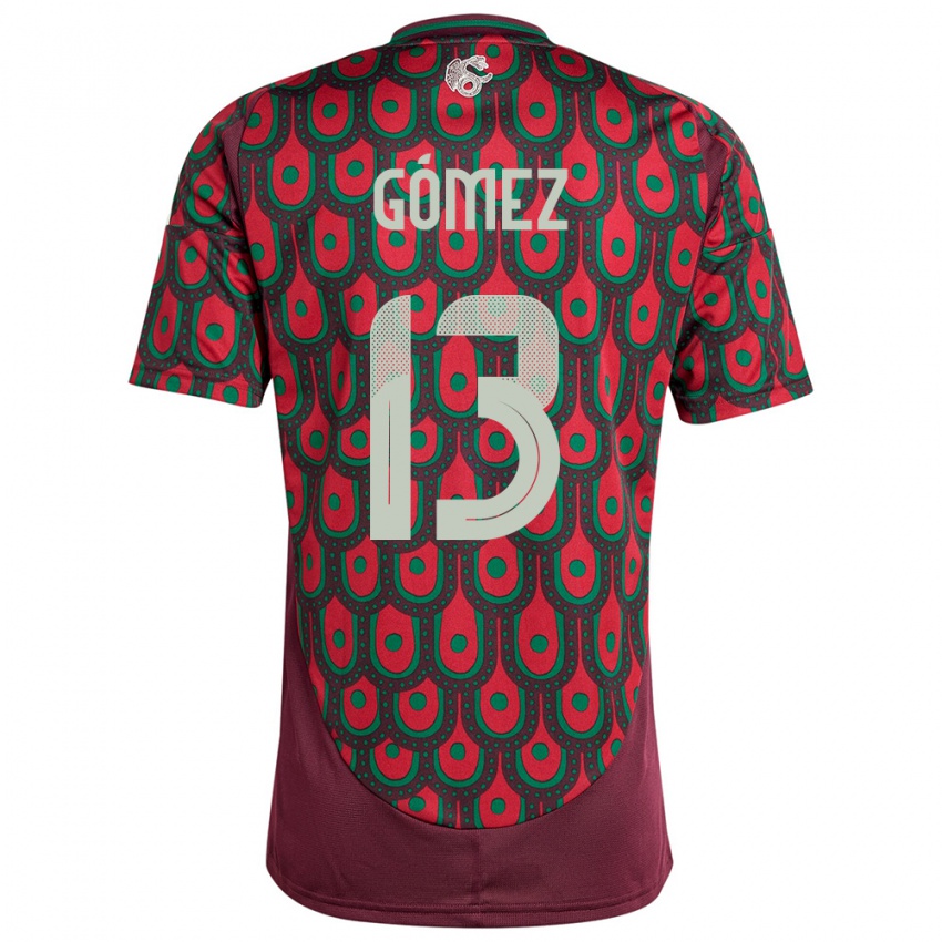 Męski Meksyk Diego Gomez #13 Kasztanowaty Domowa Koszulka 24-26 Koszulki Klubowe