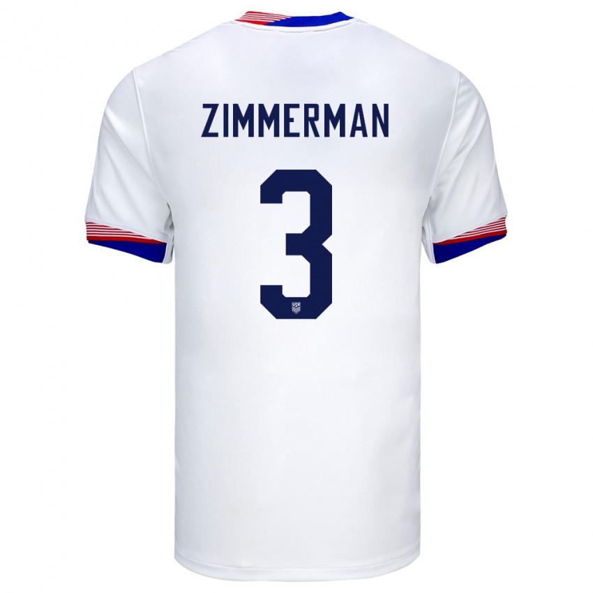 Męski Stany Zjednoczone Walker Zimmerman #3 Biały Domowa Koszulka 24-26 Koszulki Klubowe