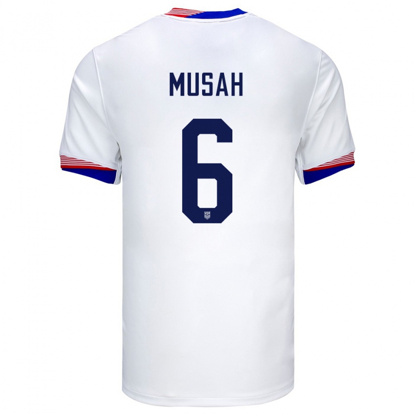 Męski Stany Zjednoczone Yunus Musah #6 Biały Domowa Koszulka 24-26 Koszulki Klubowe