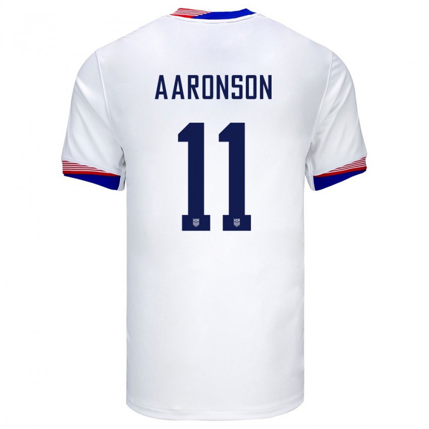 Męski Stany Zjednoczone Brenden Aaronson #11 Biały Domowa Koszulka 24-26 Koszulki Klubowe
