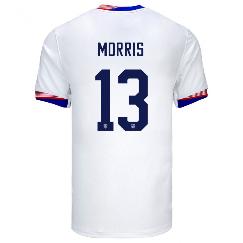 Męski Stany Zjednoczone Jordan Morris #13 Biały Domowa Koszulka 24-26 Koszulki Klubowe