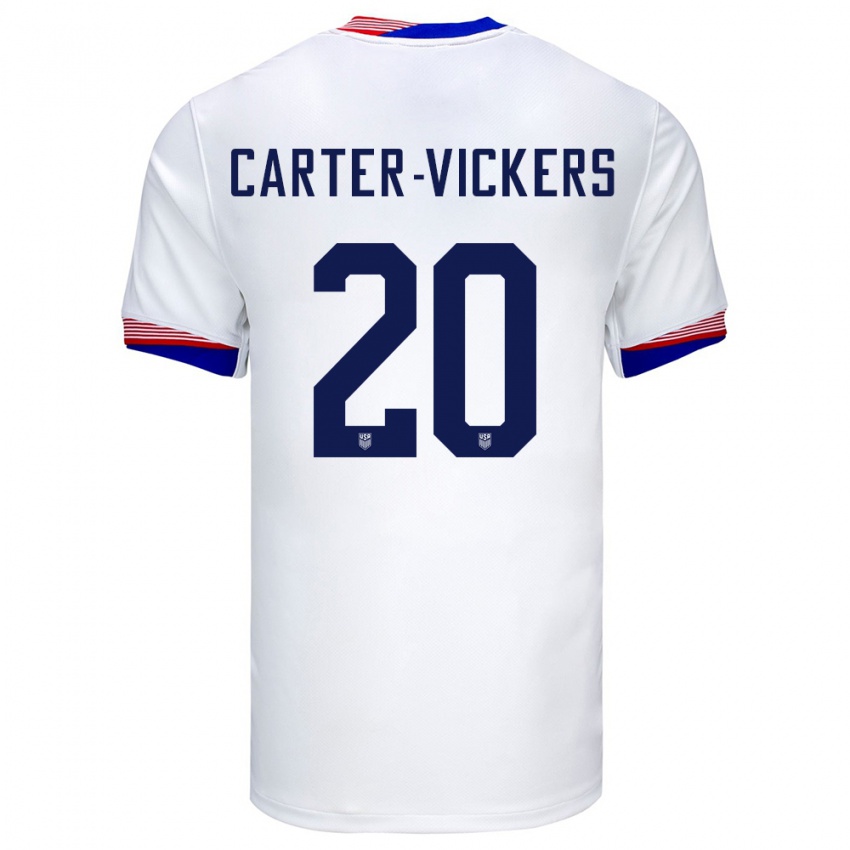 Męski Stany Zjednoczone Cameron Carter-Vickers #20 Biały Domowa Koszulka 24-26 Koszulki Klubowe