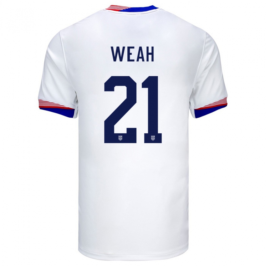 Męski Stany Zjednoczone Timothy Weah #21 Biały Domowa Koszulka 24-26 Koszulki Klubowe