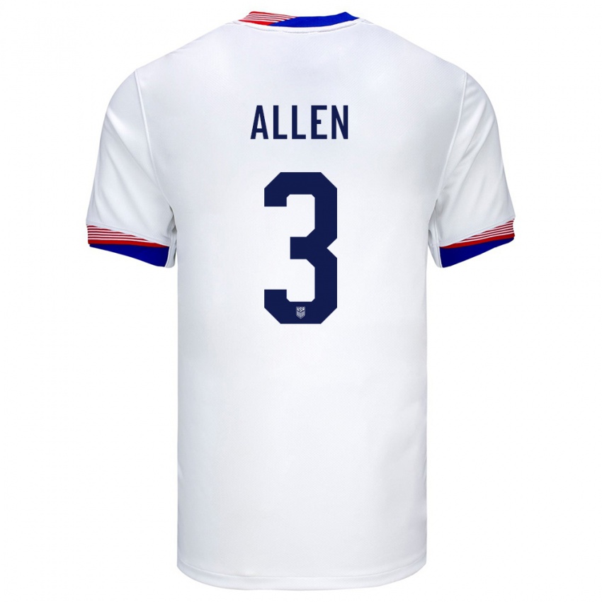 Męski Stany Zjednoczone Noah Allen #3 Biały Domowa Koszulka 24-26 Koszulki Klubowe