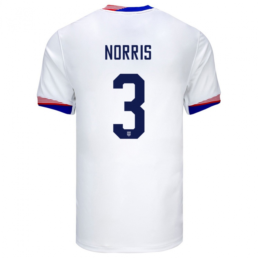 Męski Stany Zjednoczone Nolan Norris #3 Biały Domowa Koszulka 24-26 Koszulki Klubowe