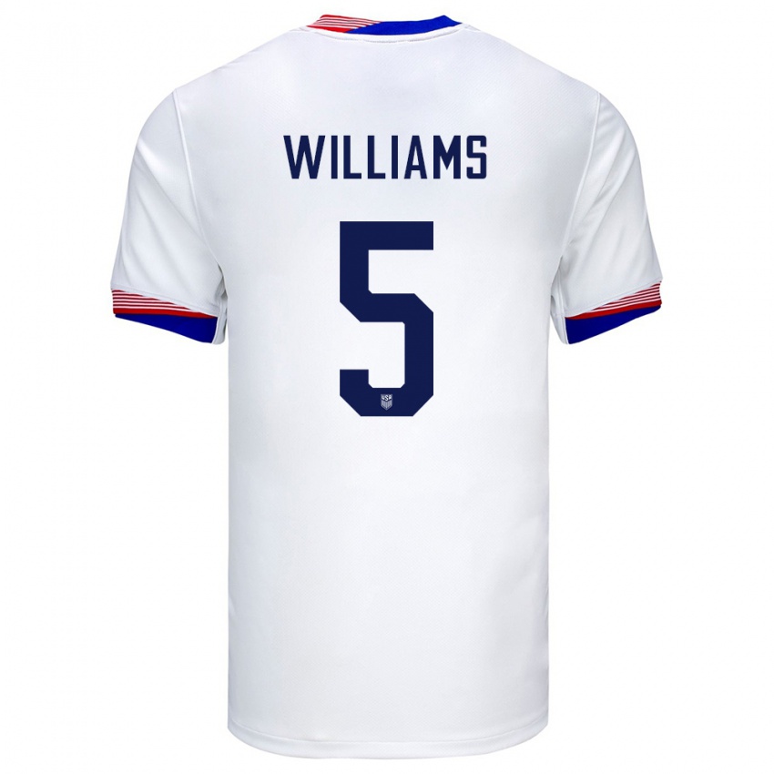 Męski Stany Zjednoczone Thomas Williams #5 Biały Domowa Koszulka 24-26 Koszulki Klubowe