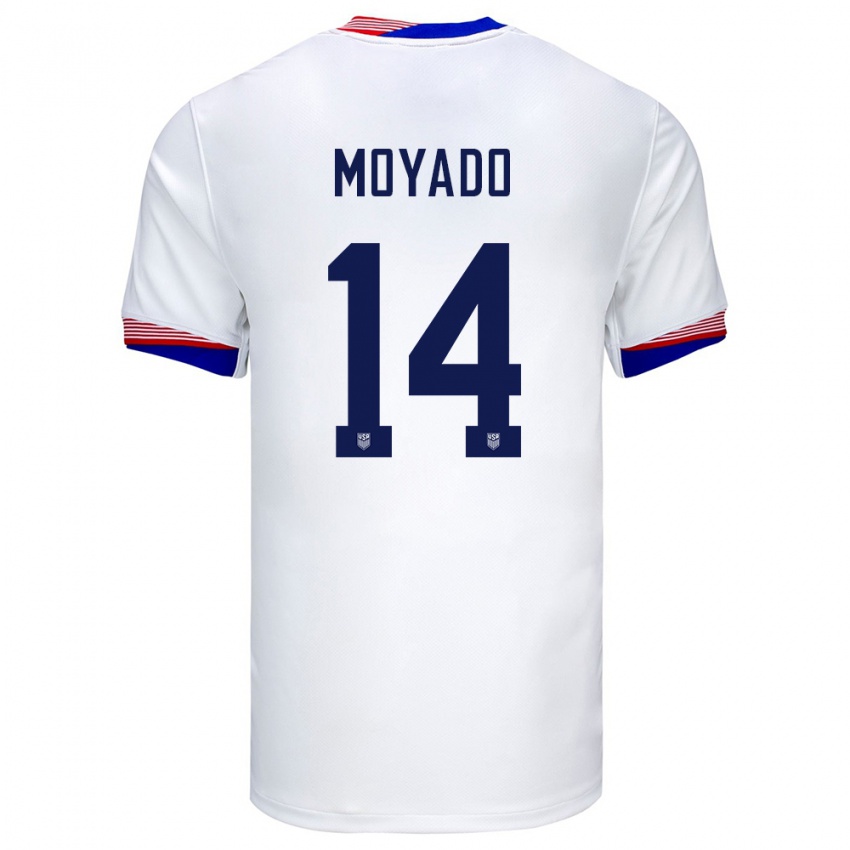 Męski Stany Zjednoczone Bryan Moyado #14 Biały Domowa Koszulka 24-26 Koszulki Klubowe