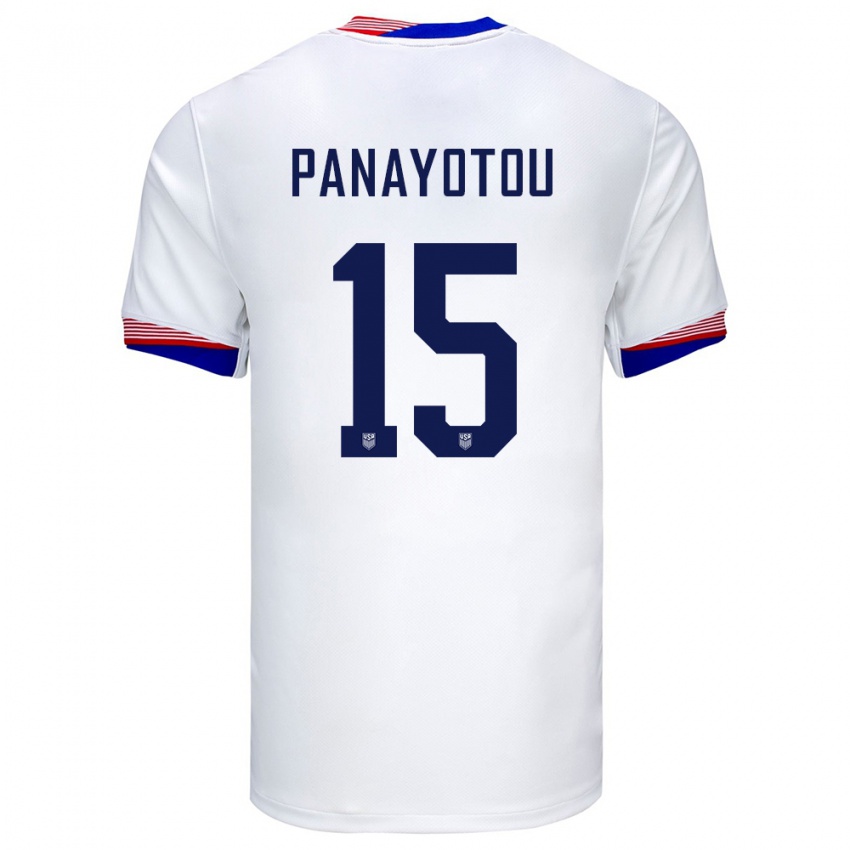 Męski Stany Zjednoczone Jack Panayotou #15 Biały Domowa Koszulka 24-26 Koszulki Klubowe
