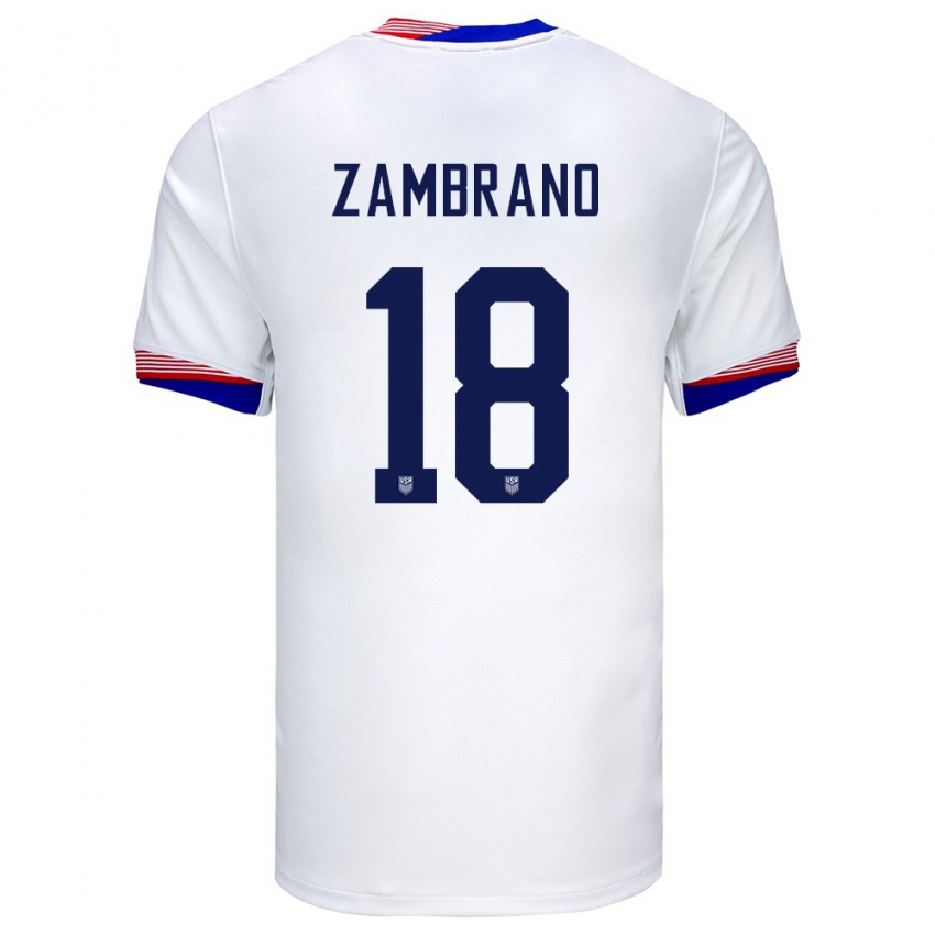 Męski Stany Zjednoczone Marcos Zambrano #18 Biały Domowa Koszulka 24-26 Koszulki Klubowe