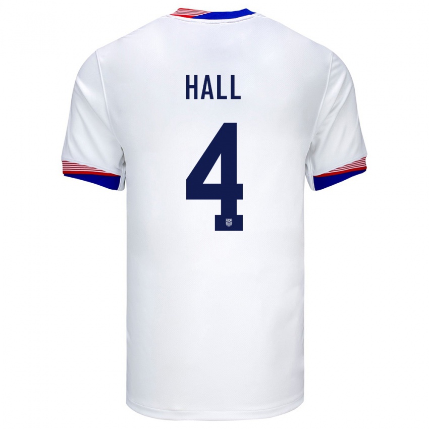 Męski Stany Zjednoczone Tyler Hall #4 Biały Domowa Koszulka 24-26 Koszulki Klubowe