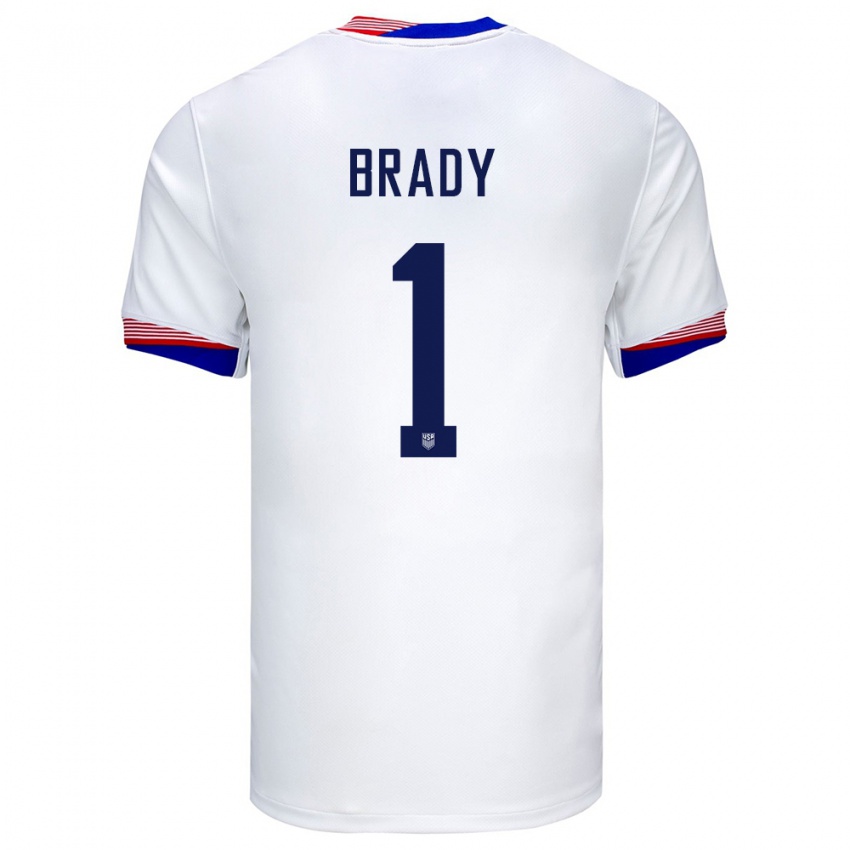 Męski Stany Zjednoczone Chris Brady #1 Biały Domowa Koszulka 24-26 Koszulki Klubowe