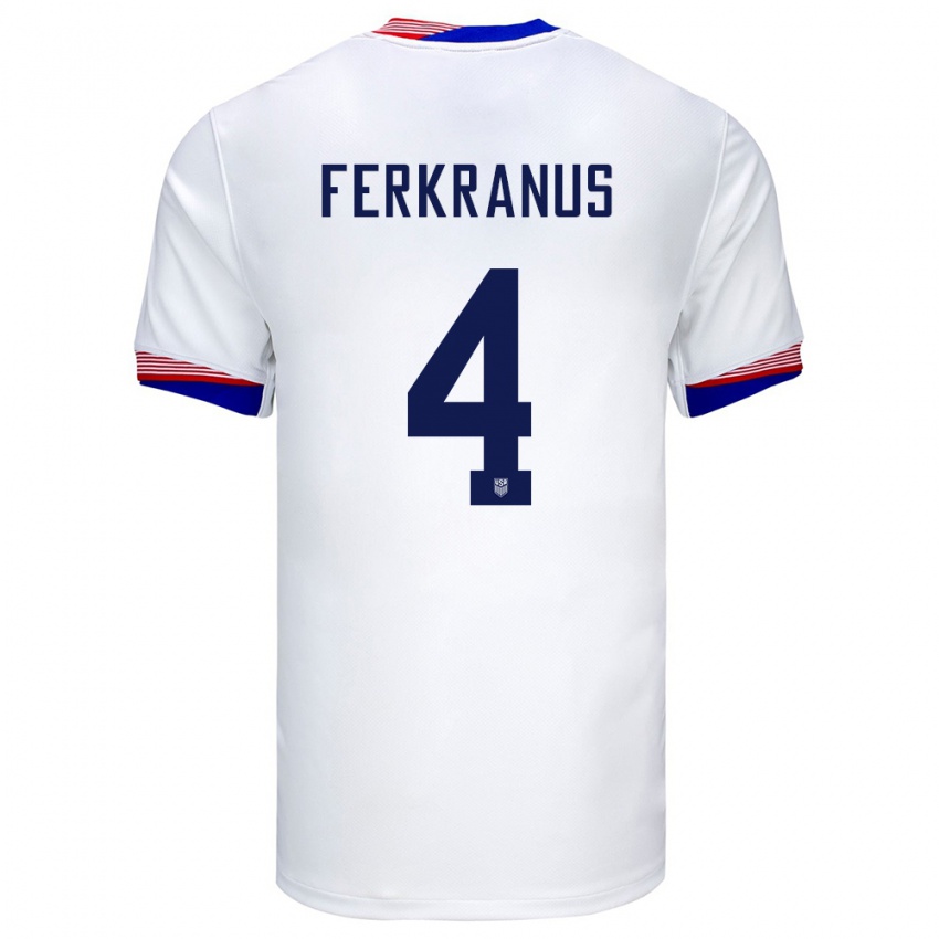 Męski Stany Zjednoczone Marcus Ferkranus #4 Biały Domowa Koszulka 24-26 Koszulki Klubowe