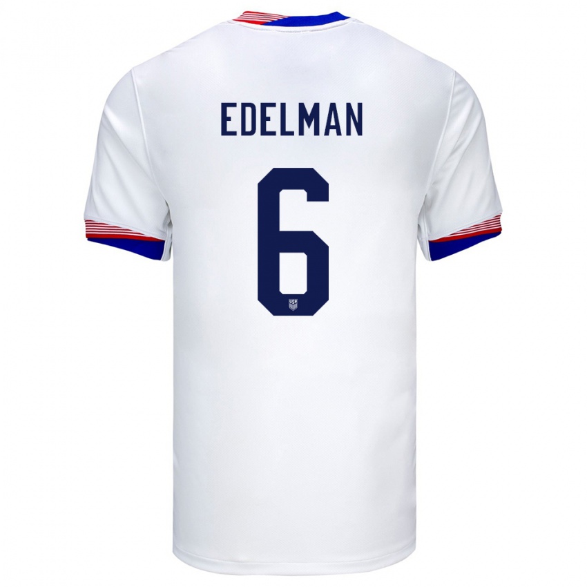 Męski Stany Zjednoczone Daniel Edelman #6 Biały Domowa Koszulka 24-26 Koszulki Klubowe