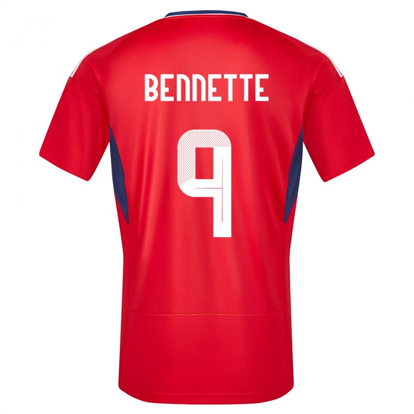 Męski Kostaryka Jewison Bennette #9 Czerwony Domowa Koszulka 24-26 Koszulki Klubowe