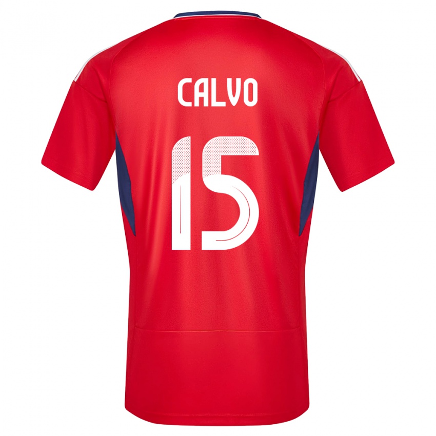 Męski Kostaryka Francisco Calvo #15 Czerwony Domowa Koszulka 24-26 Koszulki Klubowe
